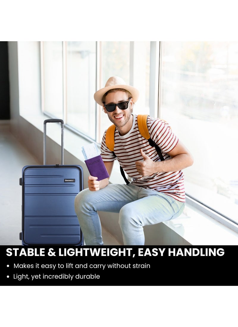Discovery Patrol Hardside Check-In Medium Travel Suitcase, 100% PC Durable Ultra Lightweight Hard Shell Expandable Luggage, 4 Double Wheel, TSA Lock Trolley Bag Black (60 cm/24 Inch) Metallic Blue. - pzsku/ZE01B4B318A46D04EB8B9Z/45/_/1727703152/d00c72a5-c9b6-49ab-94e3-337d4e64f651