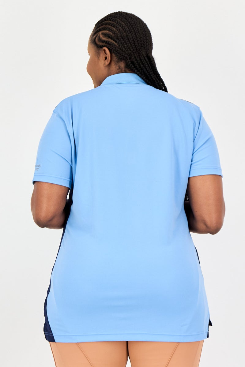 Reebok Women Sportswear Fit Short Sleeve Tennis Polo Shirt, Carolina Blue - Image 3