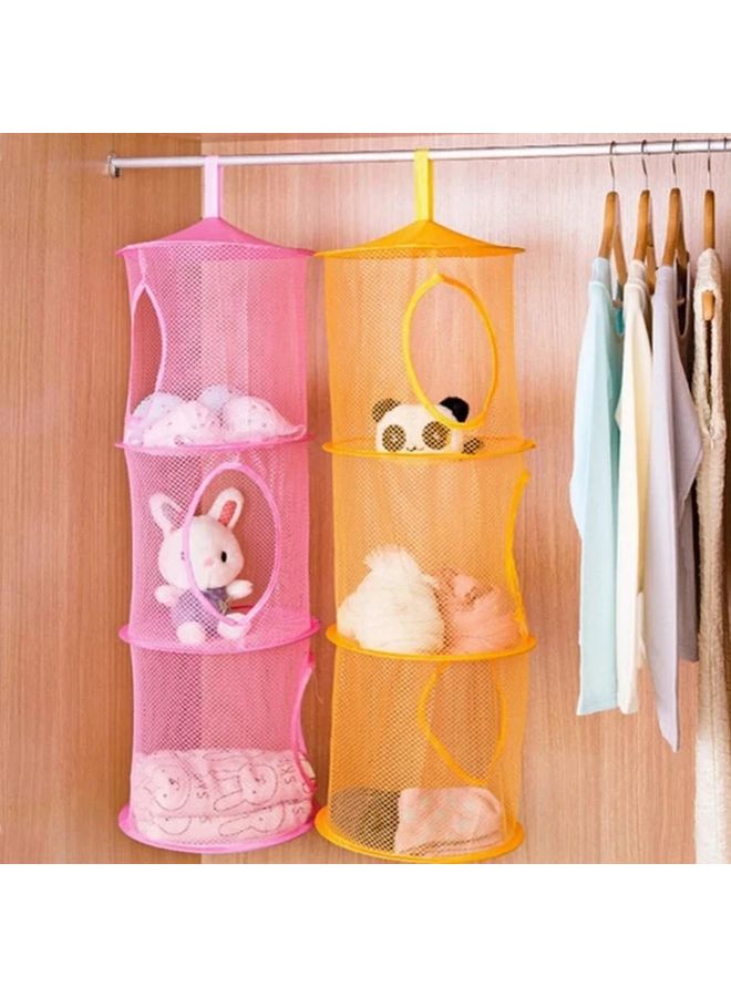 Purple 3 Layer Hanging Basket Collapsible Toy Storage Organizer Mesh Bag - Image 3