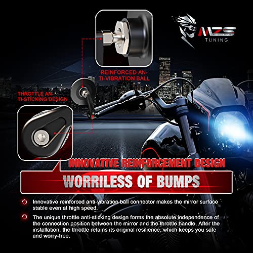 MZS 1 Inch Bar End Mirrors Motorcycle Rear View Mirror handlebar Accessories Standard Hollow Convex Round 6061 T6 Aluminum Black Compatible with Touring Cruiser Sportster Softail Dyna Street Chopper - Image 4