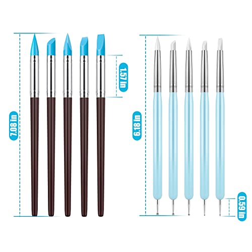Clatoon 10Pcs Silicone Clay Sculpting Tool, Modeling Dotting Tool & Pottery Craft use for DIY Handicraft, Silicone Brush, Sculpture Pottery, Nail Art - Image 5