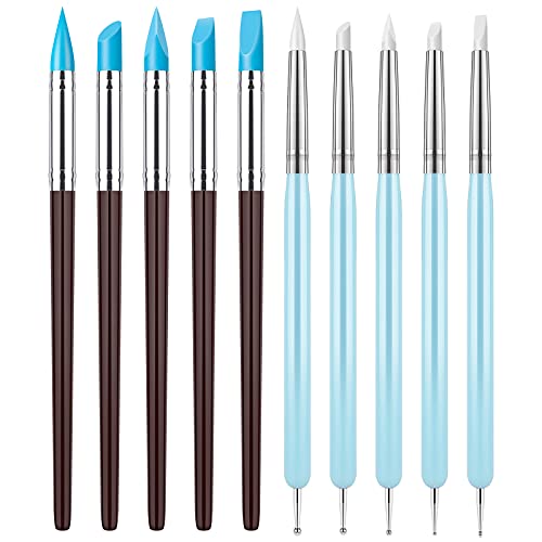 Clatoon 10Pcs Silicone Clay Sculpting Tool, Modeling Dotting Tool & Pottery Craft use for DIY Handicraft, Silicone Brush, Sculpture Pottery, Nail Art - Image 1