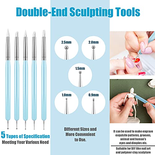 Clatoon 10Pcs Silicone Clay Sculpting Tool, Modeling Dotting Tool & Pottery Craft use for DIY Handicraft, Silicone Brush, Sculpture Pottery, Nail Art - Image 3