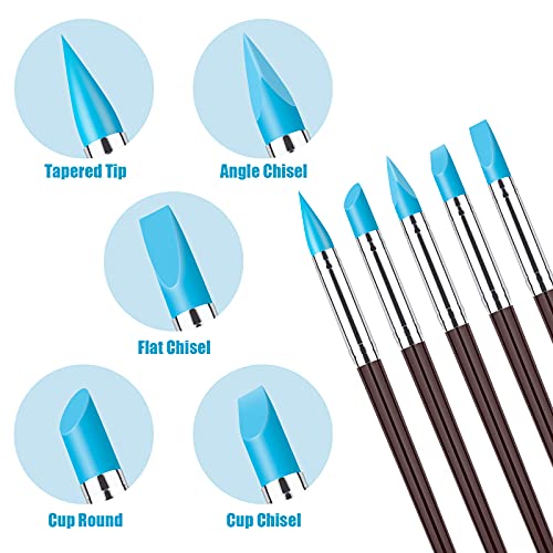 Clatoon 10Pcs Silicone Clay Sculpting Tool, Modeling Dotting Tool & Pottery Craft use for DIY Handicraft, Silicone Brush, Sculpture Pottery, Nail Art - Image 4