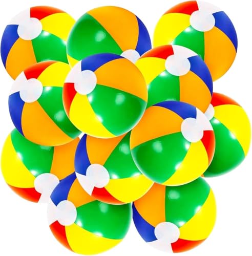 WEILAIDI 12 Beach Balls12 Pack Inflatable Balls for KidsBeach Toys for KidsPool Balls Pool Toys Birthday Party Supplies Favors Luau DecorationsBeach Balls Bulk Summer Water Games - Image 1