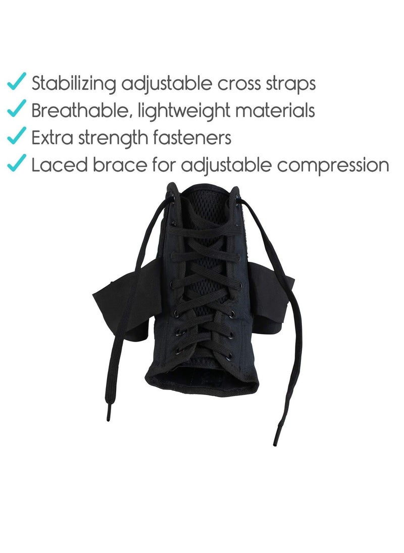 Generic - Laced Ankle Brace Lace Up Foot Support Stabilizer Compression Sleeve Sprained Adjustable Leg Splint Sprain Rolled Immobilizer Wrap Guard for Running Volleyball  (Large) - Image 1