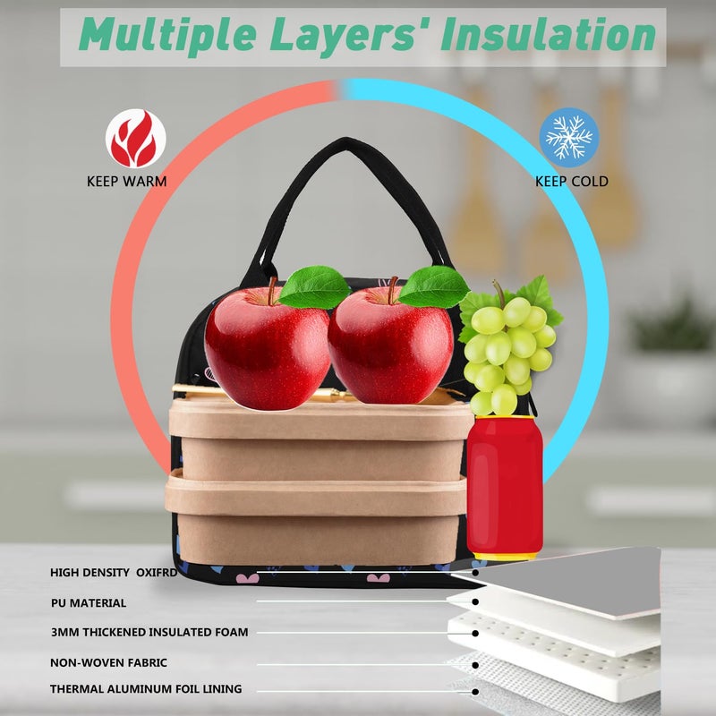 VLM Lunch Bag,Lunch Box for Women Men,Reusable Insulated Lunch Tote,Small Leakproof Cute Lunch Cooler with High Capacity for Work,Picnic,Campin - Image 4