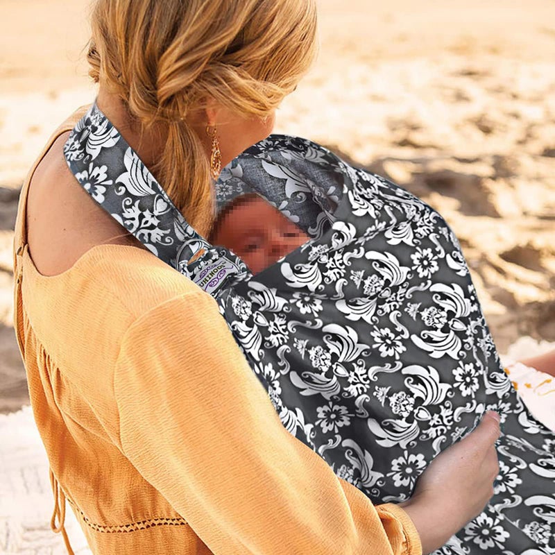 UHINOOS Nursing Cover for Mom Breastfeeding, Baby Privacy Nursing Covers Up Breathable Cotton with Ajustable Hoop for Mother (Grey) - Image 1