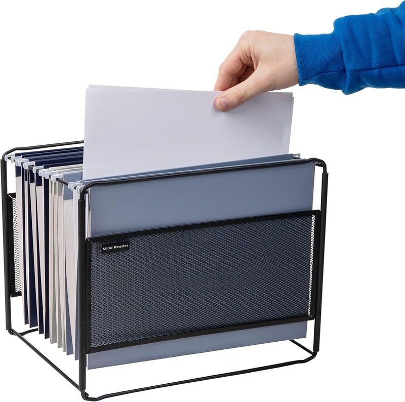 Mind Reader BOXFILE-BLK Hanging Metal File Box, Black - Image 4
