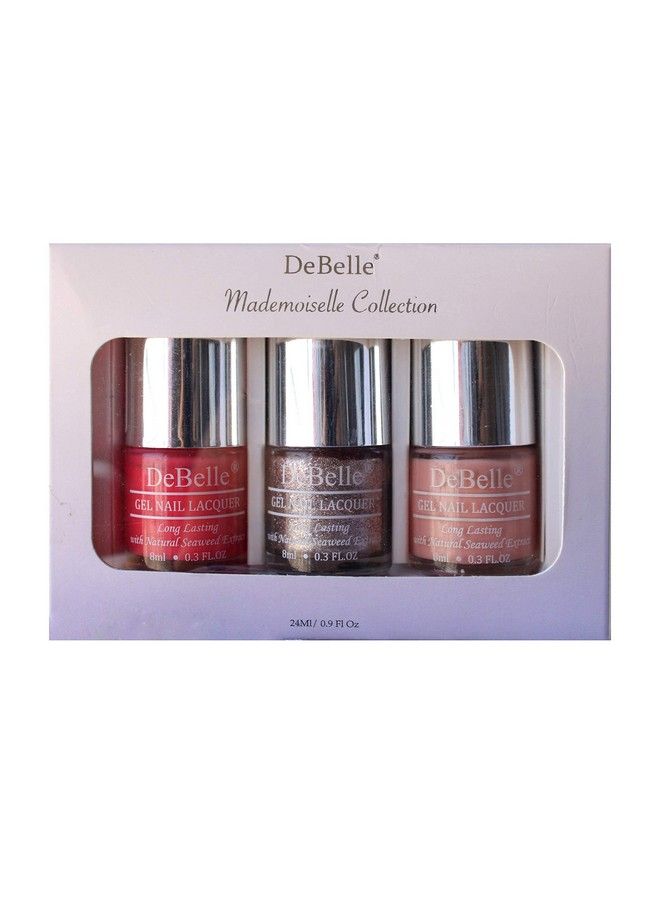 DeBelle مجموعة هدايا مادموزيل مكونة من 3 ألوان وردية زاهية [وردة فوشيا] لامعة [غبار متلألئ] خوخي داكن [شوكولاتة لاتيه] 24 مل (8 مل لكل منها) - Image 1