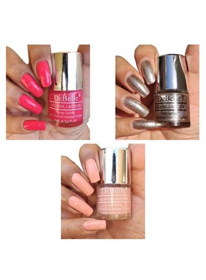 DeBelle مجموعة هدايا مادموزيل مكونة من 3 ألوان وردية زاهية [وردة فوشيا] لامعة [غبار متلألئ] خوخي داكن [شوكولاتة لاتيه] 24 مل (8 مل لكل منها) - Image 3