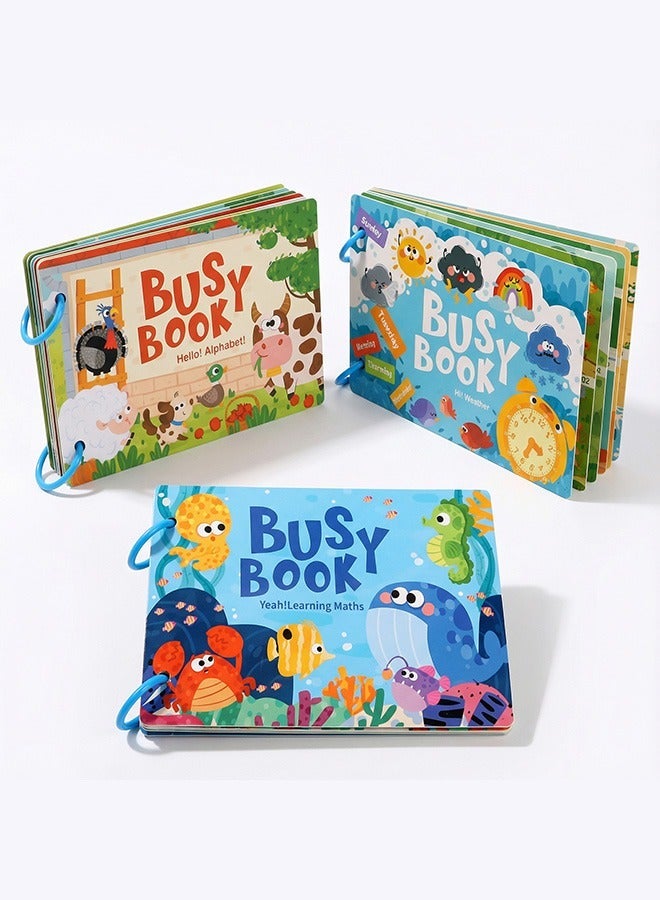 كتاب أنشطة من قماش الفيلت مونتيسوري للأطفال – لوحة ألغاز تعليمية ثلاثية الأبعاد وكتاب تعلم ما قبل المدرسة مع مفاهيم الأبجدية، الرياضيات، الأيام والطقس، لعبة مونتيسوري تعليمية للأطفال، الأولاد والبنات من عمر 3 سنوات وما فوق - Image 1