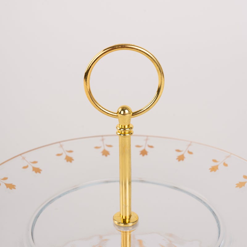 لا ميسا حامل الكيك بدورين مصنوع من البورسلان والزجاج من لا ميسا باللون الذهبي - Image 3