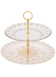 La Mesa 2 Tier Glass & Porcelain Dessert Serving Stand  - Image 2