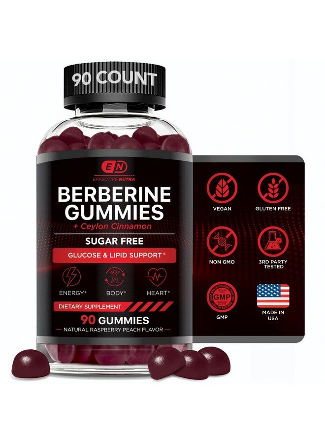 Effective Nutra EFFECTIVE NUTRA Berberine Gummies with Ceylon Cinnamon | Sugar-Free Supplement 1200mg for Blood Sugar Support, Heart Health, Energy | 45-Day Supply, Natural Berry Flavor, Made in USA (90 Count) - Image 1