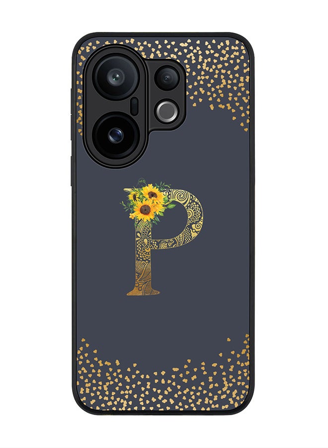 Stylizedd For vivo X200 FE / S30 Pro mini Case,Slim fit Camera Protection, Shockproof Thin Phone cover  - Custom Floral Monogram - P  (Grey )