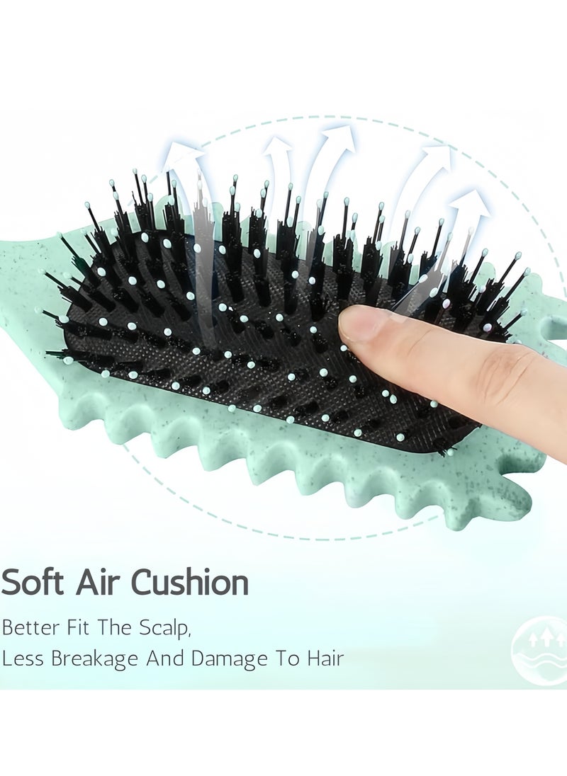 Curl Defining Brush, Curly Hair Brush Styling Brush for Detangling, Combing, Shaping and Defining Curls For Women and Men Less Pulling, Reduce Pulling and Curl Separation (Green)