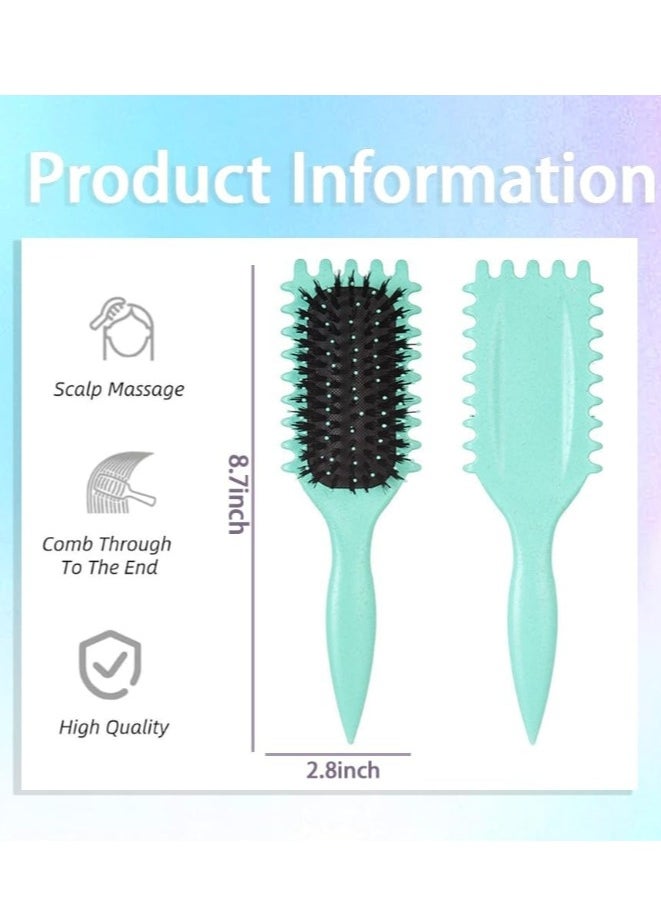 Curl Defining Brush, Curly Hair Brush Styling Brush for Detangling, Combing, Shaping and Defining Curls For Women and Men Less Pulling, Reduce Pulling and Curl Separation (Green)