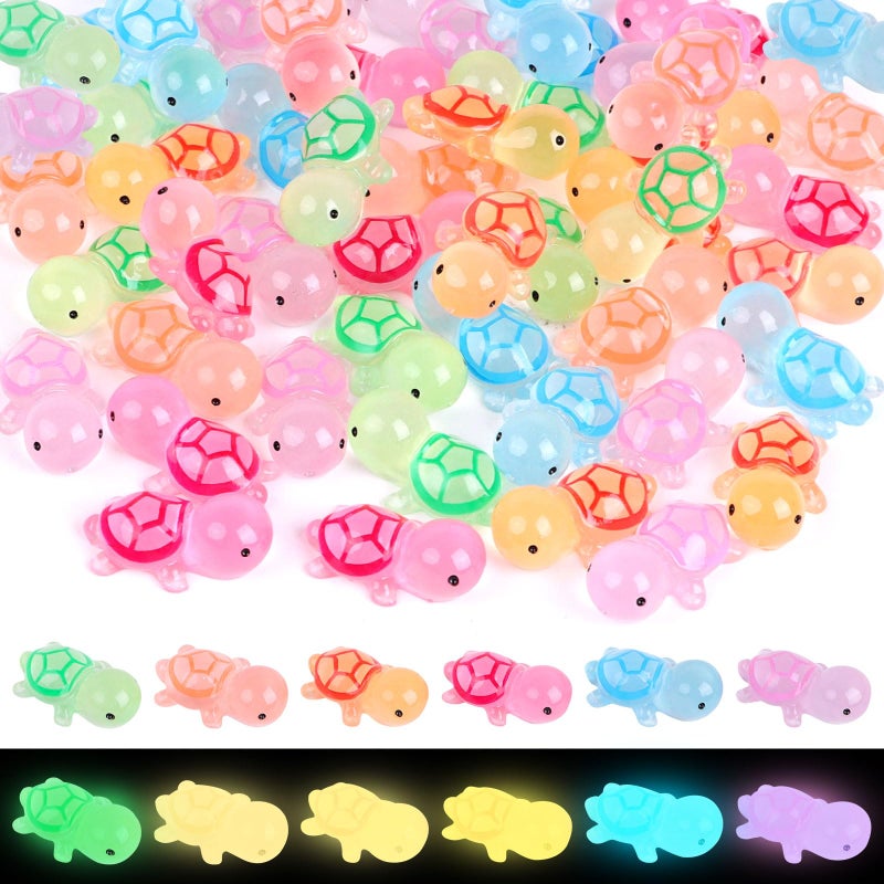 FOIMAS Mini Sea Turtle Figurines60pcs Glow in The Dark Turtle Figure for Craft Garden Decor Home and Party Decorations