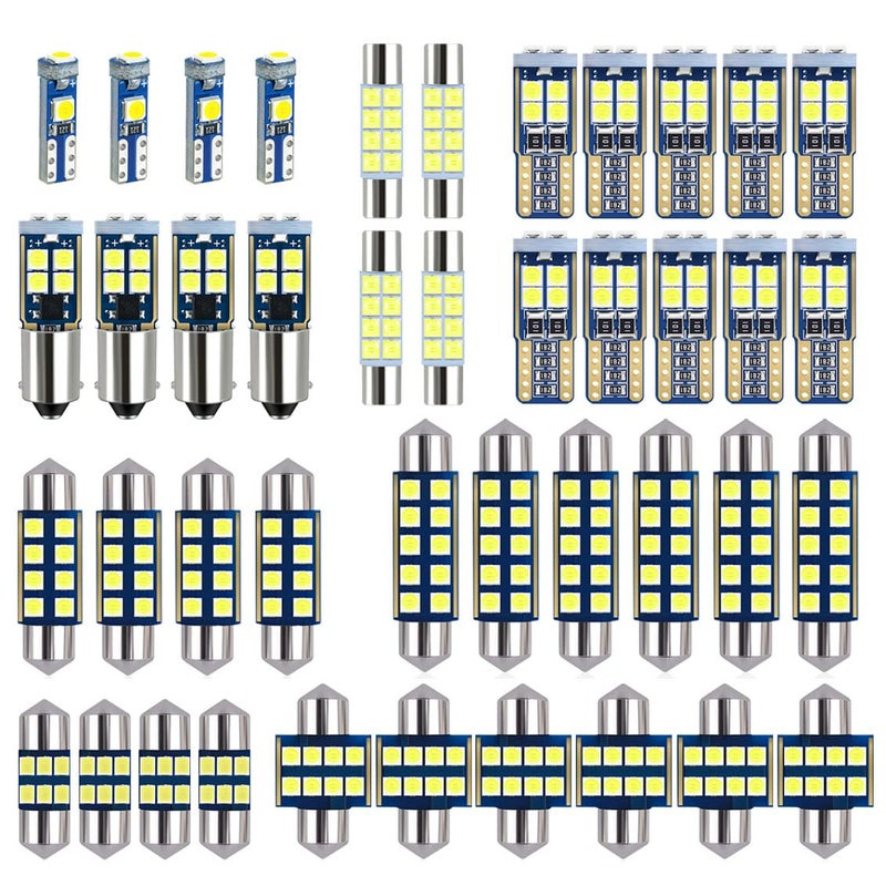 EBAIFUN 42-Pack White 12V DE3175 6418 6411 T10 2825 BA9S 64111 T5 74 6612F 6615F 31mm 36mm 41mm LED bulb Kit for Car Truck Interior Map Dome Vanity Mirror Trunk Door Courtesy License Plate Light - Image 1