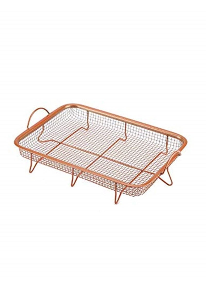 Generic - Copper Crisper Tray Non-Stick Oven Baking Tray with Elevated Mesh Crisping Grill Basket 2 Piece Set - Image 1