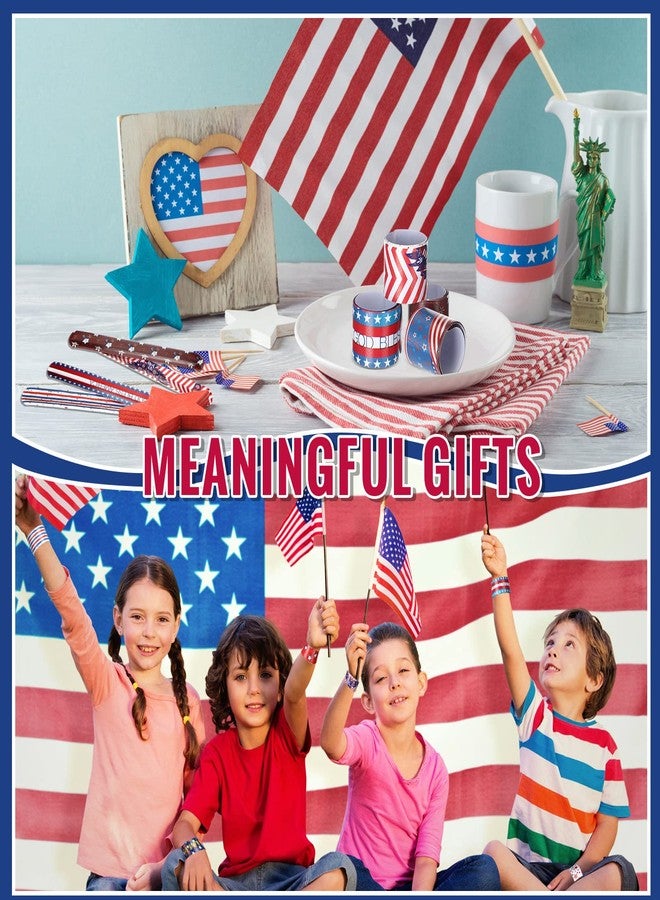 Jerify 200 Pieces 4th of July Patriotic Slap Bracelets Patriotic Wristbands Gifts for Kids Party Supplies Decorations Red White and Blue Accessories for Memorial for Little Teenagers Kids Girls Boys - Image 4