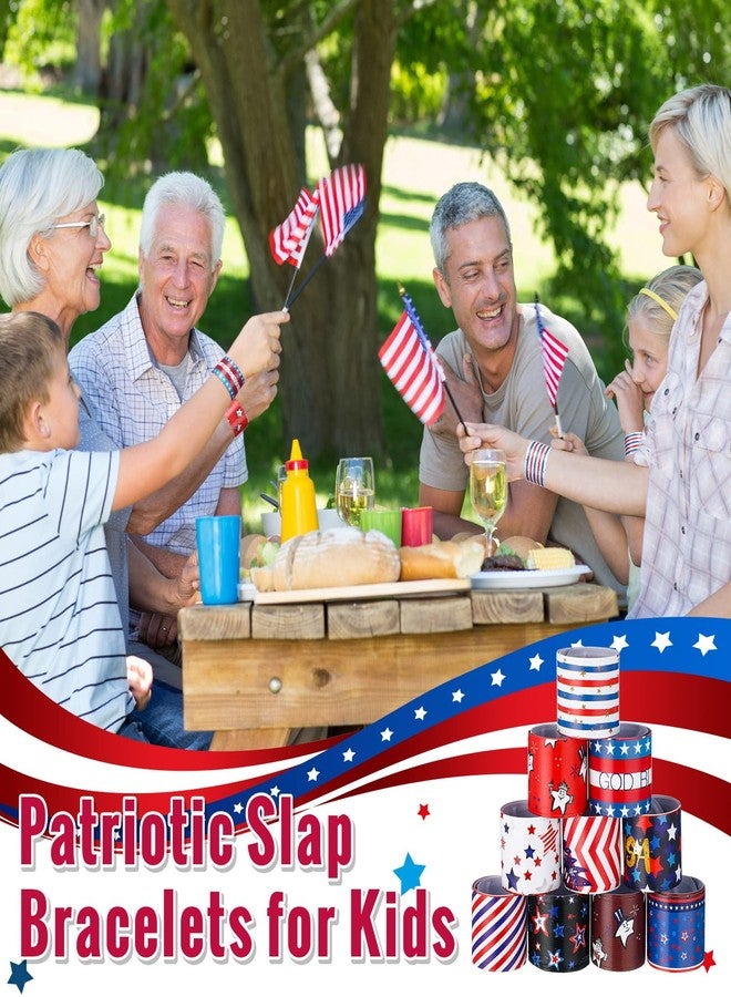 Jerify 200 Pieces 4th of July Patriotic Slap Bracelets Patriotic Wristbands Gifts for Kids Party Supplies Decorations Red White and Blue Accessories for Memorial for Little Teenagers Kids Girls Boys - Image 5