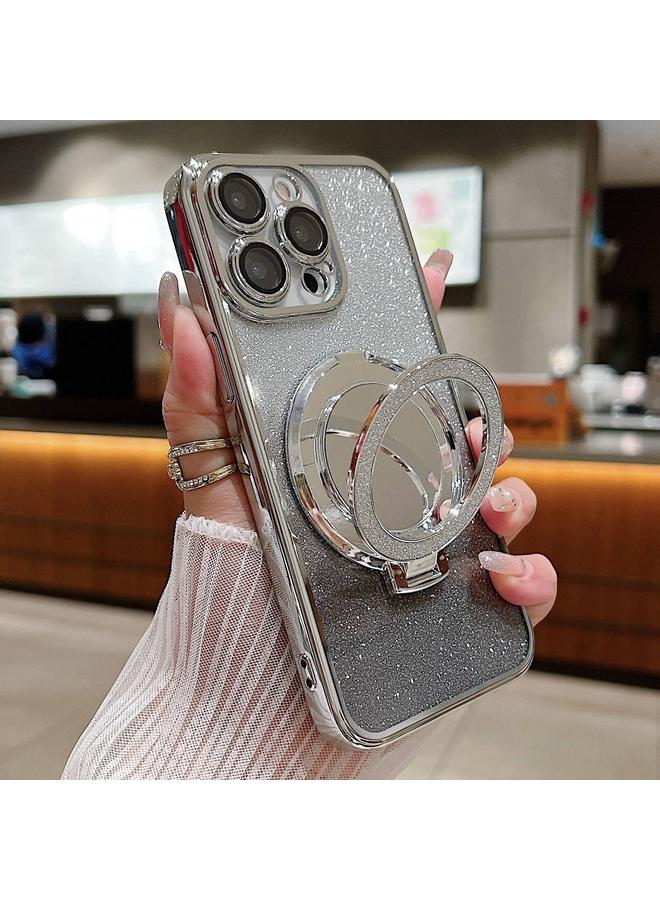 اس-توب جراب لهاتف iPhone 15 Pro Max مزود بحامل مرآة مطلي بلون متدرج لامع من MagSafe - Image 1