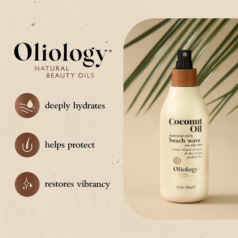 Oliology أوليولوجي رذاذ زيت جوز الهند لموجات الشاطئ ورذاذ ملح البحر - يخلق حجمًا وموجات متشابكة، نسيج وأسلوب يدومان طوال اليوم (8 أوقية) - Image 2