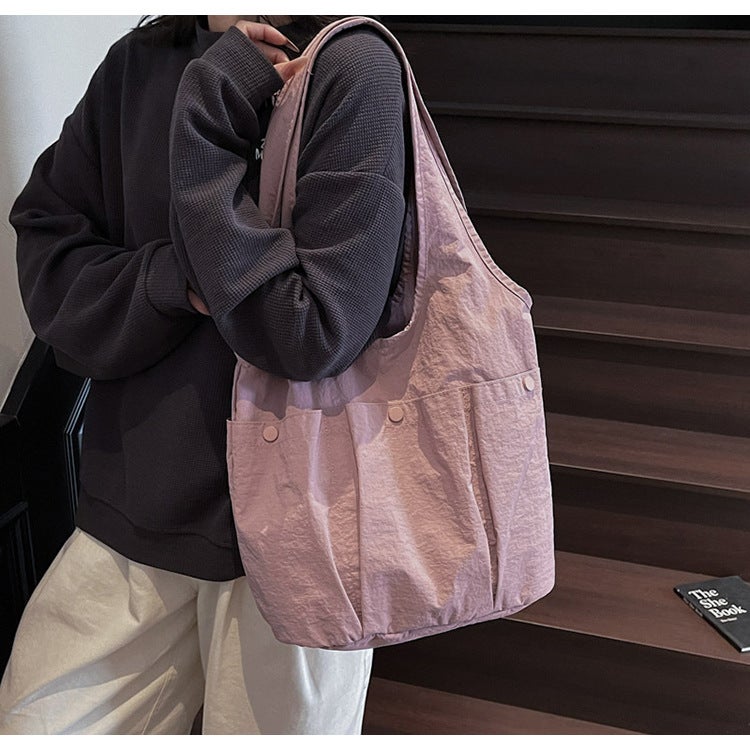 Women's Solid Color Shoulder Bag with Large Capacity and Multiple Pockets - Image 1