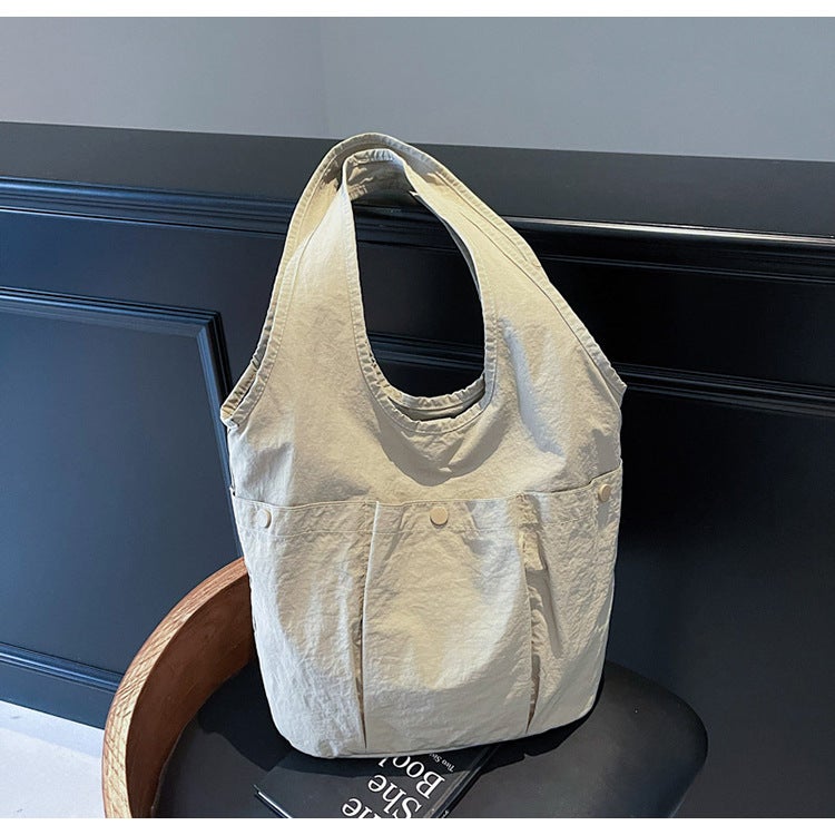 Women's Solid Color Shoulder Bag with Large Capacity and Multiple Pockets - Image 2