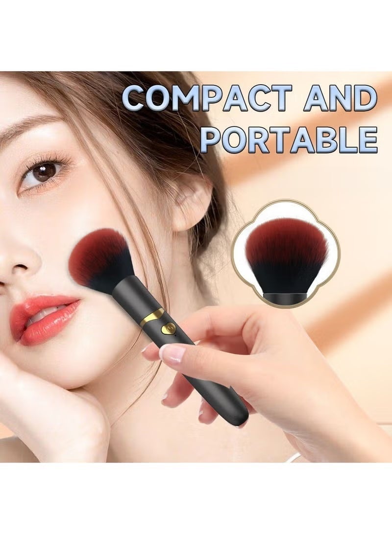 SHOPUP4U Electric Makeup Brush, 10 Gears Vibration Massage Brush, Works with, Concealer or Blush, Rechargeable Adjustable Loose Powder Brush Black - Image 2