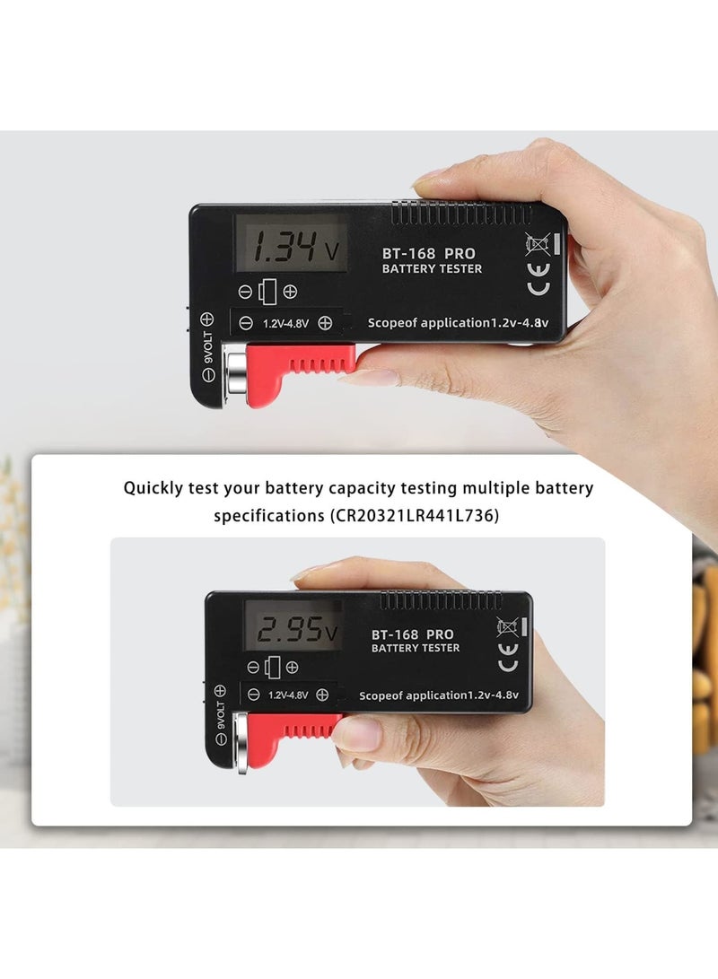 SOLARAE Battery Tester, 168PRO Digital LCD Battery Tester, 3 PCS Digital Battery Capacity Tester, for AA AAA C D 1.5V 3.7V 1.2~4.8V 9V Button Cell Batteries - Image 5