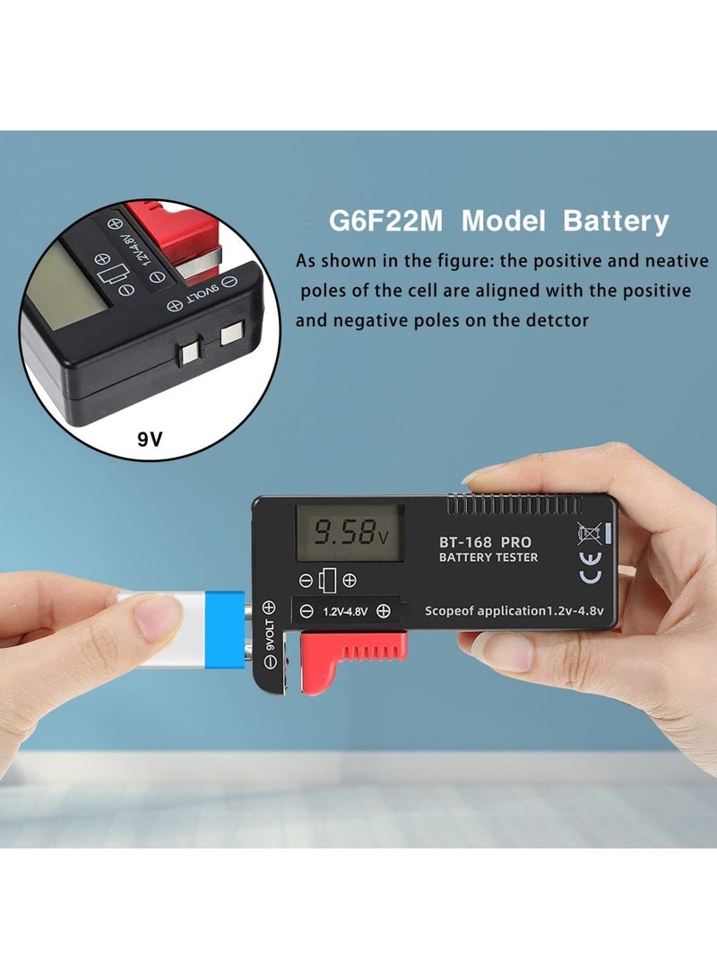 SOLARAE Battery Tester, 168PRO Digital LCD Battery Tester, 3 PCS Digital Battery Capacity Tester, for AA AAA C D 1.5V 3.7V 1.2~4.8V 9V Button Cell Batteries - Image 4