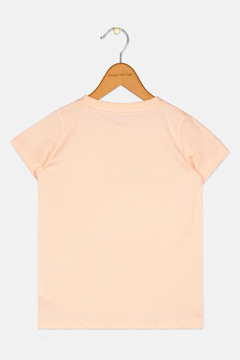 NAME IT Toddlers Girl Short Sleeve Graphic Print T Shirt, Peach - Image 2