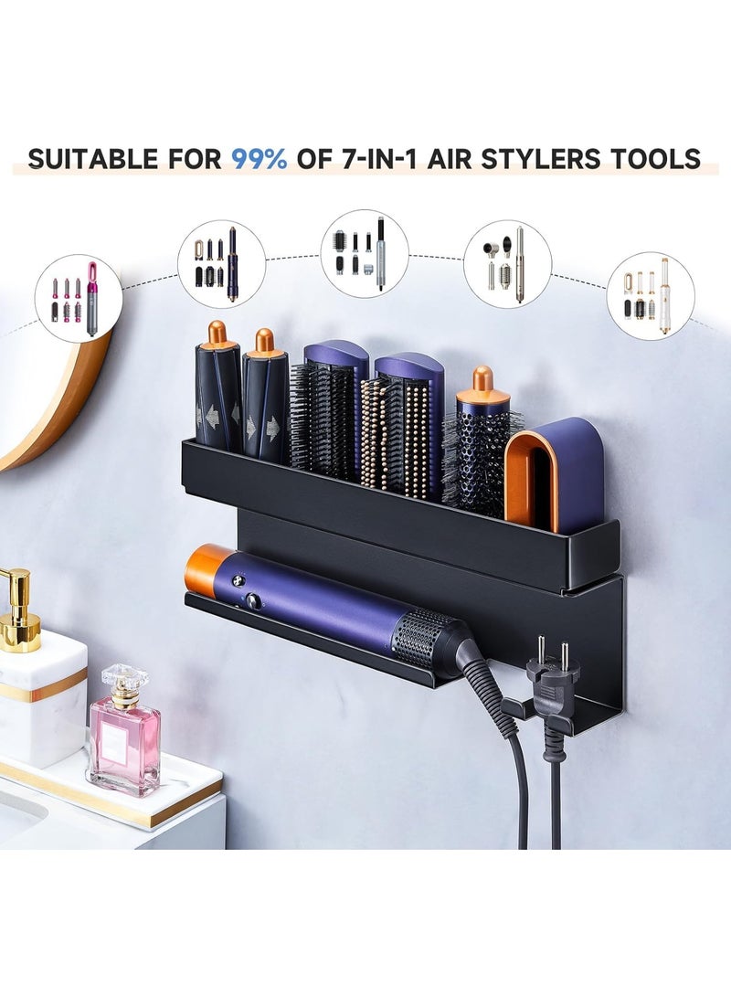 Hair Dryer Holder Wall Mount Organizer, Hair Tool Organizer Wall Mount, Storage for Styling Tools and Accessories, Black - Image 5
