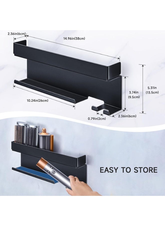Hair Dryer Holder Wall Mount Organizer, Hair Tool Organizer Wall Mount, Storage for Styling Tools and Accessories, Black - Image 2