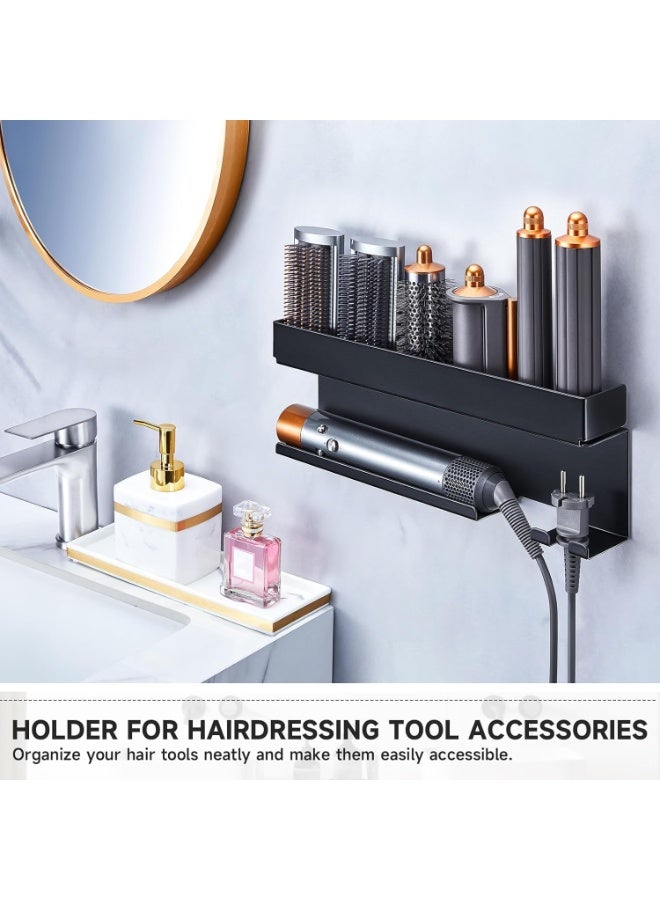 Hair Dryer Holder Wall Mount Organizer, Hair Tool Organizer Wall Mount, Storage for Styling Tools and Accessories, Black - Image 3