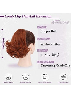 Copper Red Ponytail Extension - 10 Inch Short Wavy Drawstring Ponytail Hair Extensions For Women - Synthetic Comb Clip In Ponytail Hairpieces Fake Pony Tails - Copper Red - pzsku/ZE01C3008AFF1B1EFDAA0Z/45/_/1733729932/6543e289-093e-4b36-aaf4-faf521f66d5b