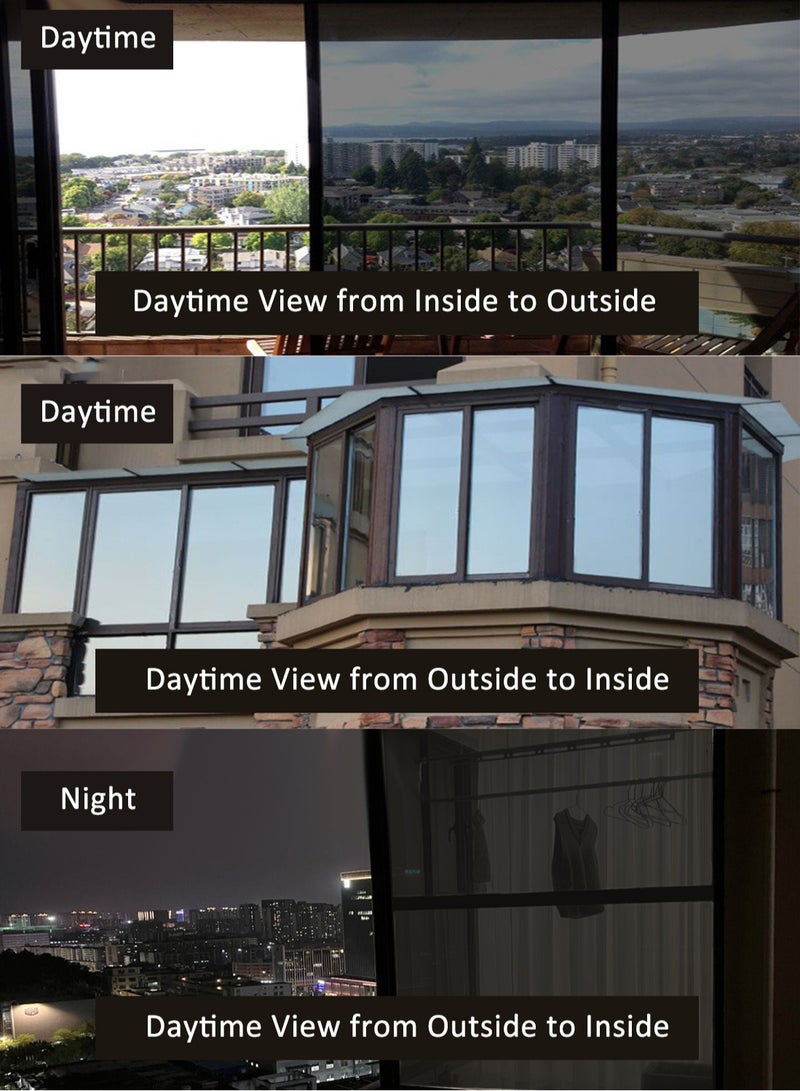 Window Film Sticker Set, Reflective One-Way Window Film 88% Heat Control 99% UV Blocking and Privacy Protection for Home Office (0.9mW*2mH) - Image 4