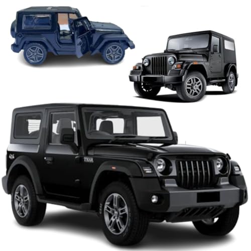 KAVANA 1:32 Scale Diecast Metal Pull-Back Openable Doors 4X4 Thar/Jeep Car Toy For Kids Realistic Miniature Model Gift 2+Yrs Girls Boys, Black - Image 1