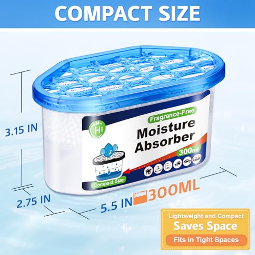 CHMI Moisture Absorbers 20 Pack， Attract and Trap Excess Moisture from Your Bathroom, Kitchen，Closet, Eliminate Musty Odors，Odor Eliminator with Fragrance Free, 6.4oz, 300ml. - Image 2