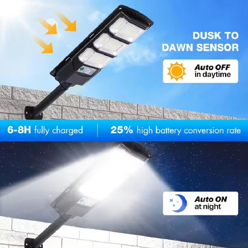 kh Solar Street Lights Outdoor Waterproof 144 LED 60 W Solar Dusk to Dawn Flood Light Outside Solar Powered Security Exterior Wall Mount Lamp Motion Sensor Remote Control (Pack of 2) - Image 5