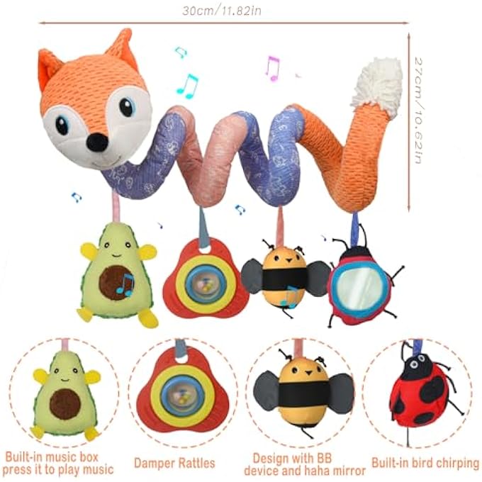 ACTIVITY SPIRAL FOR 0 3 6 12 MONTHS, SPIRAL BABY STROLLER WITH BABY MUSIC, EARLY LEARNING TOYS FOR STROLLERS TOY, BABY STROLLER TOY FOR 0+ MONTHS, BOY GIRL GAMES, EARLY LEARNING BABY 0-3 - Image 3