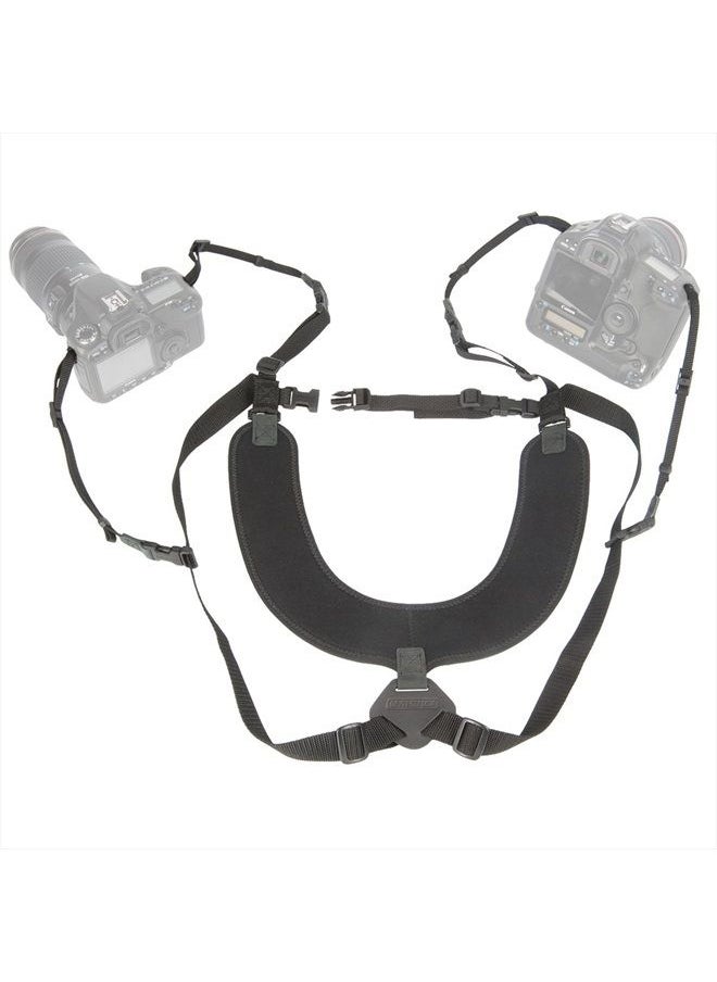 OP/TECH USA - Dual Harness 3/8" X-Long - Interchangeable Camera Harness with Quick Disconnects and Control-Stretch Backing - Image 1