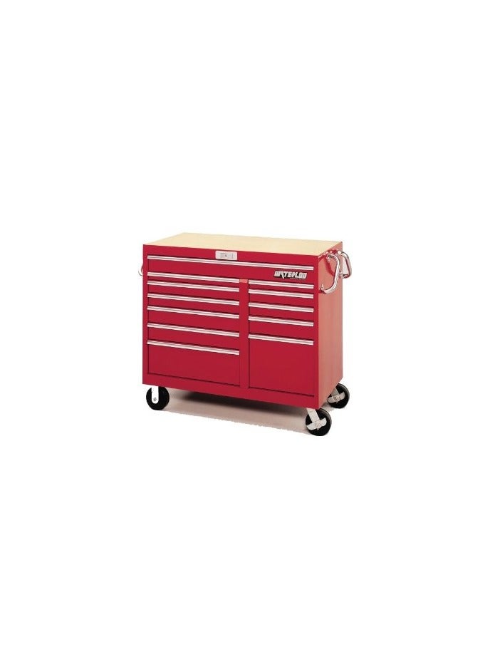 Waterloo MG4612 46-Inch Wide by 24-Inch Deep by 42-1/4-Inch High Extreme Use Red Tool Cart with 12 Ball Bearing Drawers Slides and Roll Cage Construction WITHOUT KEY