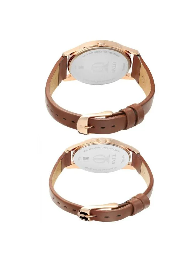 تيتان Unisex's Leather Analog Watch 17742565WL01 - 40 mm