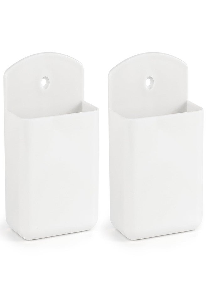 SIBRANT 2 Pcs Remote Control Holder Wall Mount, TV Controller Holder, Self Adhesive Remote Holder, Wall Pen Holder Storage Accessories for Home Office School (White) - Image 1