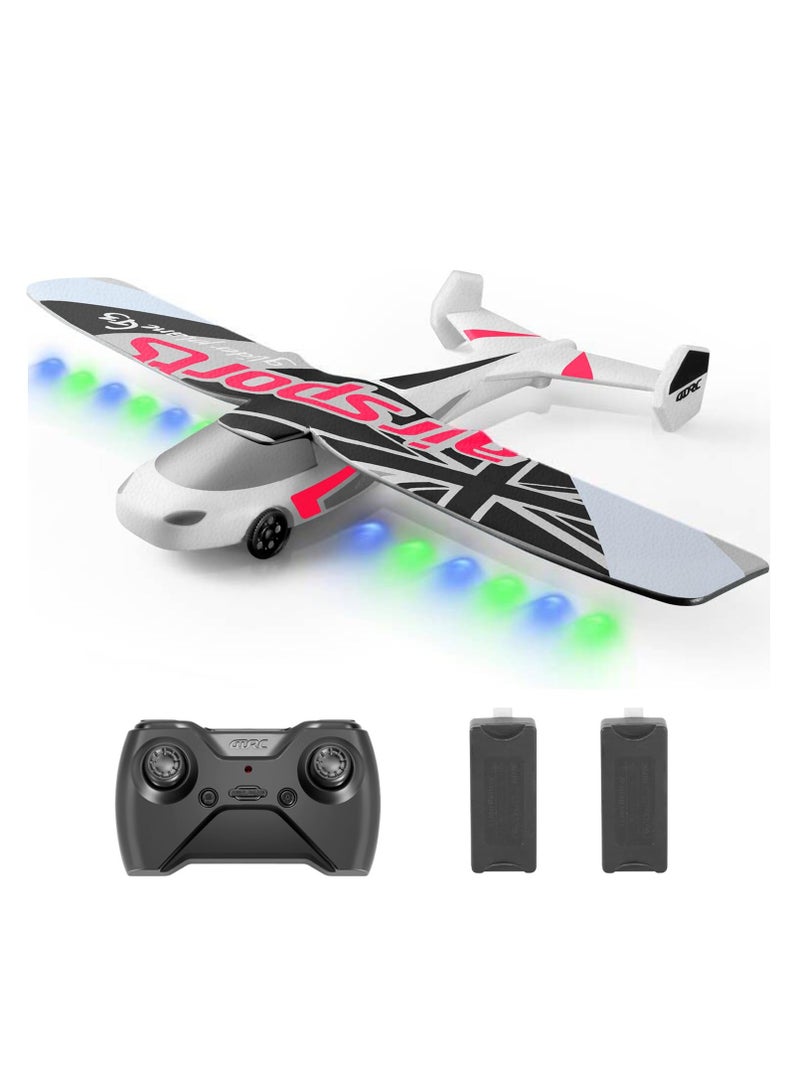 SYOSI G3 RC Plane, 2.4Ghz Remote Control Airplane, Flying 6-axis Gyro Stabilizer with 2 Batteries, Blue&Green Light, 2CH RTF RC Glider Toy, Easy to Fly for Beginners Adults Kids Girls 8 12 14 Boys, Red - Image 1