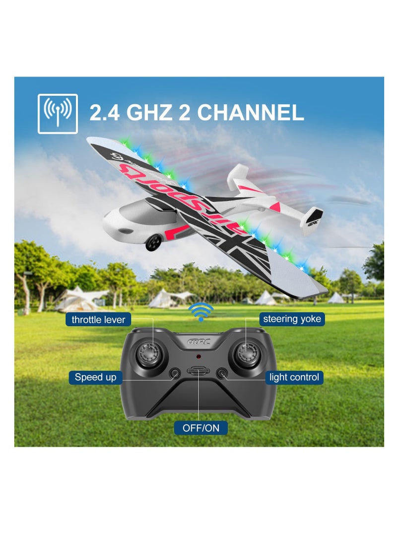 SYOSI G3 RC Plane, 2.4Ghz Remote Control Airplane, Flying 6-axis Gyro Stabilizer with 2 Batteries, Blue&Green Light, 2CH RTF RC Glider Toy, Easy to Fly for Beginners Adults Kids Girls 8 12 14 Boys, Red - Image 2